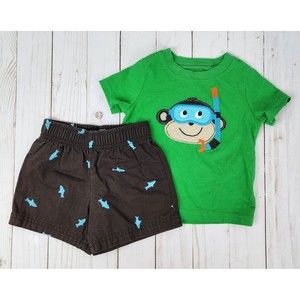 Carter's 2-Piece Monkey Goggles Outfit Baby Boys 6 months